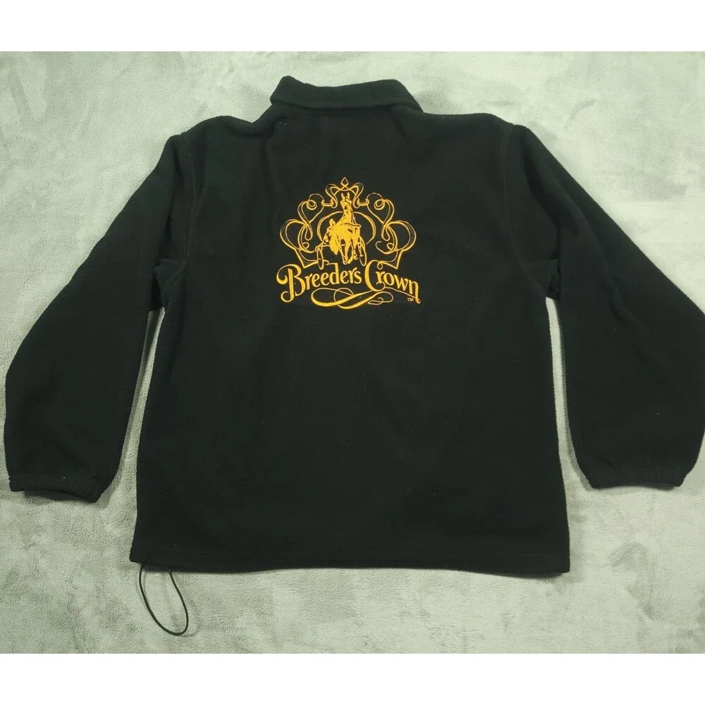 Breeders Crown Fleece Jacket Unisex Black Small Full Zip Harness Racing